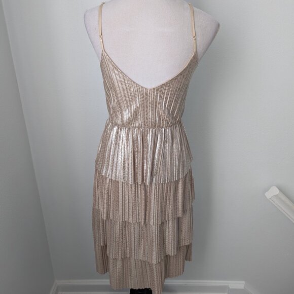 Just Me Gold Metallic Spaghetti Strap Dress, Small - Picture 3 of 5